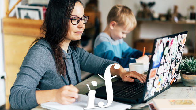 Woman on laptop doing research on personal loan eligibility. 