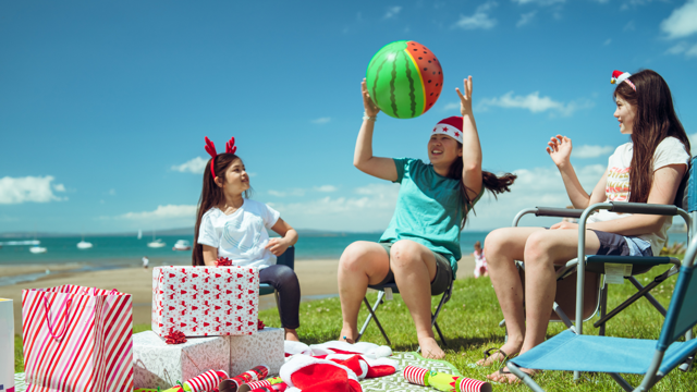 Kids enjoying Christmas in New zealand
