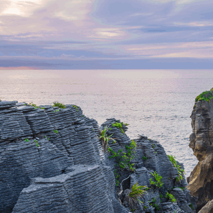 Photo of Punakaiki Pancake Rocks on the West Coast of the South Island in New Zealand 